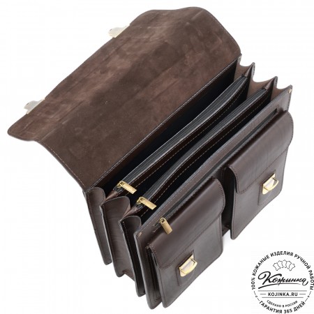 Мужской кожаный портфель "Престиж" (тёмно-коричневый)